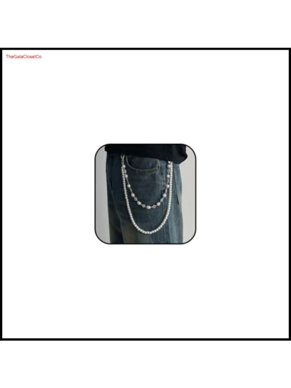 Pearl Rhinestone Wallet Chain Jeans Purse Body Chain Belt Accessory